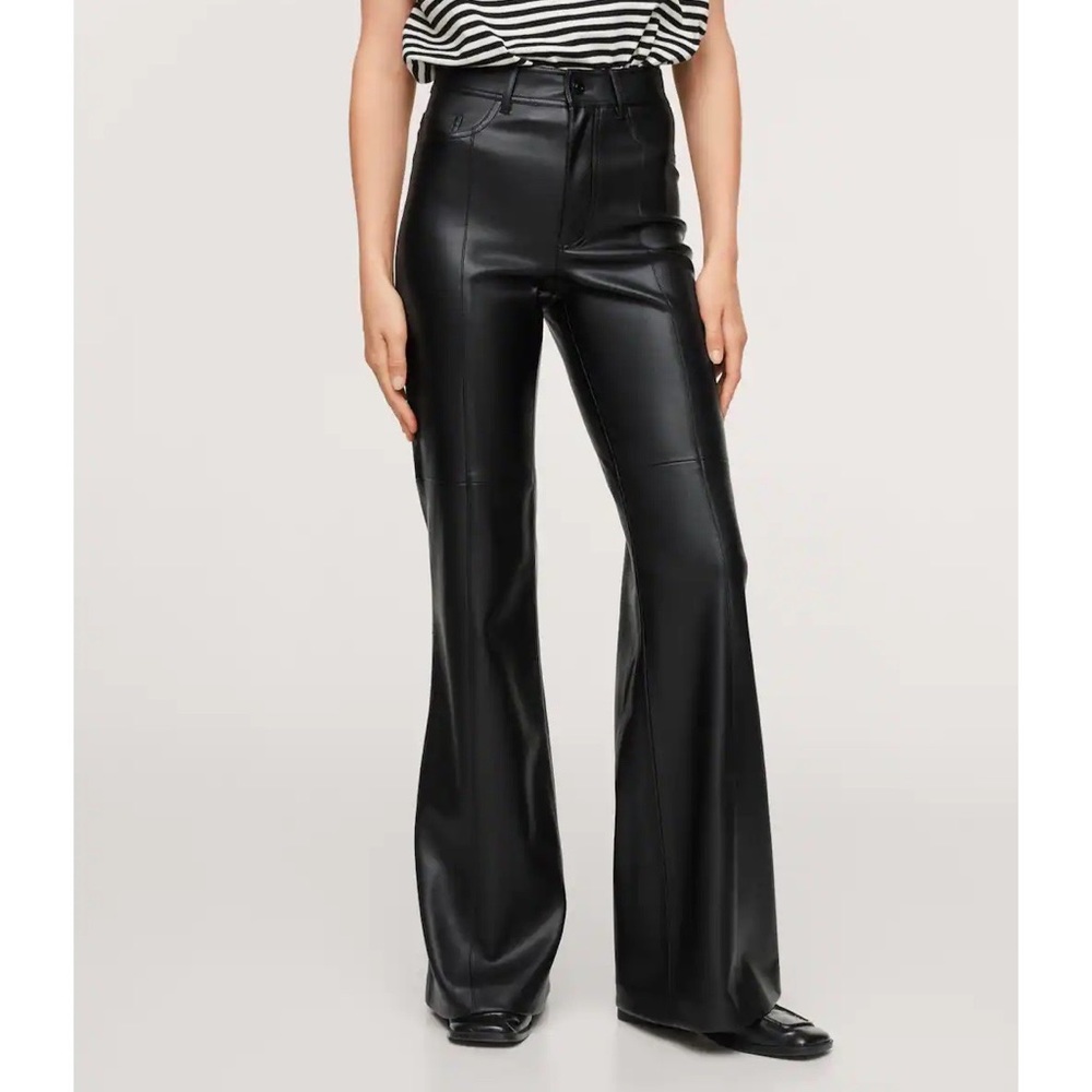 Mango Wide Leg Faux Leather Pants